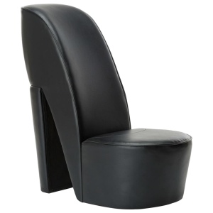 Scaun, design toc inalt, negru, piele ecologică