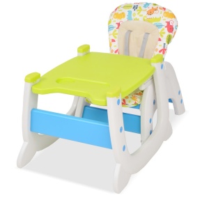 Scaun inalt convertibil 3-in-1 cu masă, albastru și verde - Img 3