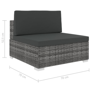 Scaun modular de mijloc, 1 buc., gri, poliratan, cu perne - Img 8