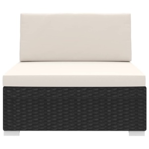 Scaun modular de mijloc, 1 buc., negru, poliratan, cu perne - Img 3