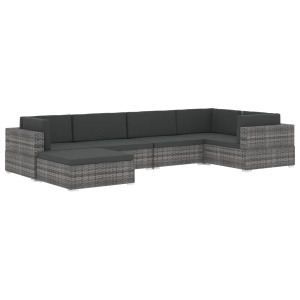 Scaun modular de mijloc, 1 buc., negru, poliratan, cu perne - Img 12