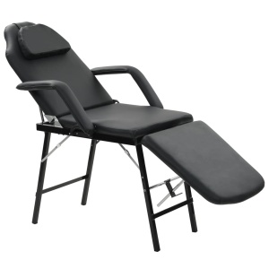 Scaun tratament facial, inlocuitor piele, 185x78x76 cm, negru