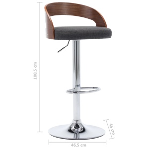 Scaune de bar, 2 buc, gri inchis, material textil &amp; lemn curbat - Img 9