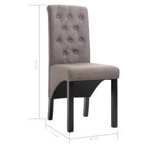 Scaune de bucătărie, 2 buc., gri taupe, material textil - Img 7