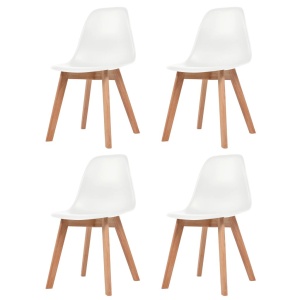 Scaune de bucătărie, 4 buc., alb, plastic