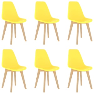 Scaune de bucătărie, 6 buc., galben, plastic