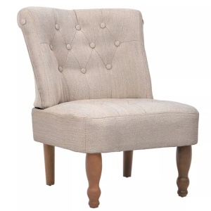 Scaune in stil franțuzesc, 2 buc., crem, material textil - Img 4