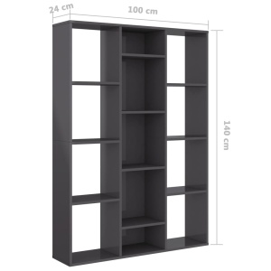 Separator cameră/Bibliotecă gri extralucios 100x24x140 cm PAL - Img 6