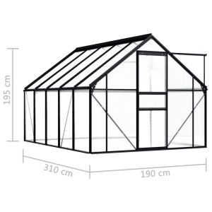 Seră, antracit, 5,89 m², aluminiu - Img 5