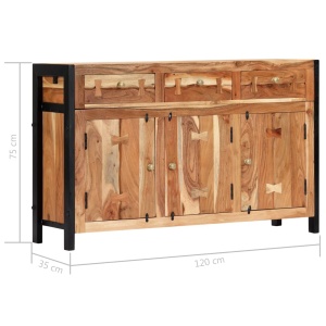 Servantă, 120 x 35 x 75 cm, lemn masiv de acacia - Img 12