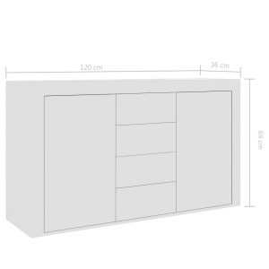 Servantă, alb, 120 x 36 x 69 cm, PAL - Img 7