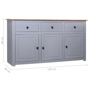 Servantă, gri, 135 x 40 x 80 cm, lemn masiv pin, gama Panama - Img 10