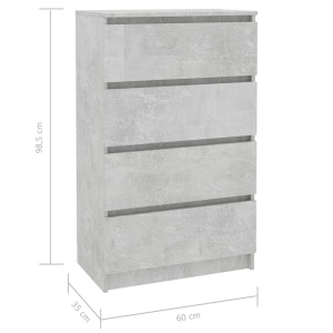 Servantă, gri beton, 60 x 35 x 98,5 cm, PAL - Img 5