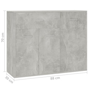 Servantă, gri beton, 88 x 30 x 70 cm, PAL - Img 6