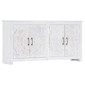 Servantă realizată manual, alb, 140x30x70 cm, lemn masiv acacia
