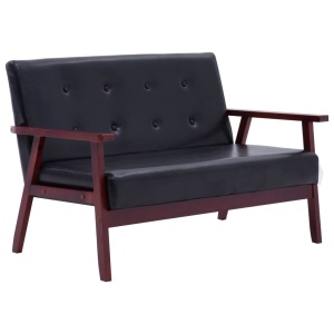 Set canapea, 2 piese, negru, piele artificială - Img 3