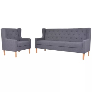 Set canapea, 2 piese, textil, Gri
