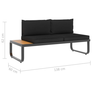 Set canapea de grădină colțar cu perne, 4 piese, aluminiu, WPC - Img 11