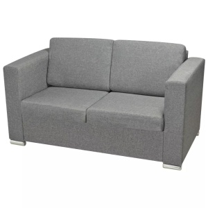 Set canapele, 2 piese, gri deschis, material textil - Img 7