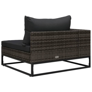 Set canapele de grădină cu perne, 5 piese, gri, poliratan - Img 12