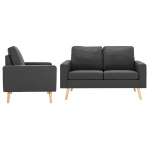 Set de canapele, 2 piese, gri inchis, material textil