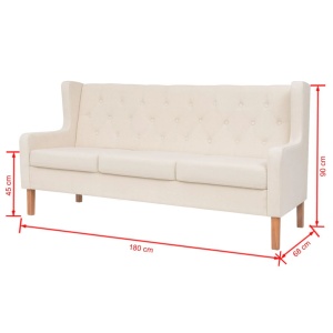 Set de canapele 2 piese Textil Alb crem - Img 11