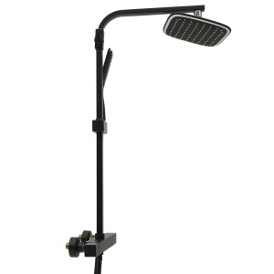 Set de duș cu două capete, mixer și furtun, negru - Img 3