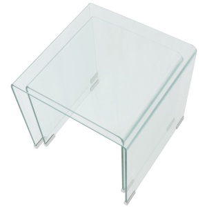 Set de masă din sticlă securit transparentă, stivuibil, 2 piese - Img 4