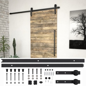 Set feronerie pentru uși glisante, negru, 200 cm, oțel