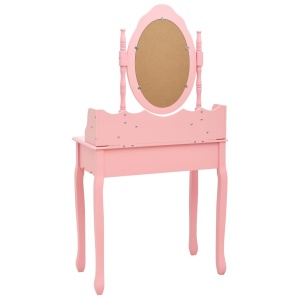 Set masă de toaletă cu taburet roz 75x69x140 cm lemn paulownia - Img 5