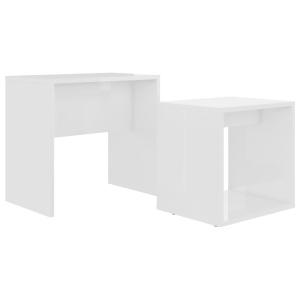 Set măsuțe de cafea, alb extralucios, 48x30x45 cm, PAL - Img 2