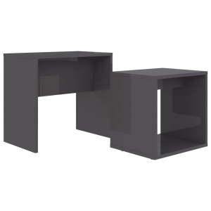 Set măsuțe de cafea, gri extralucios, 48 x 30 x 45 cm, PAL - Img 2
