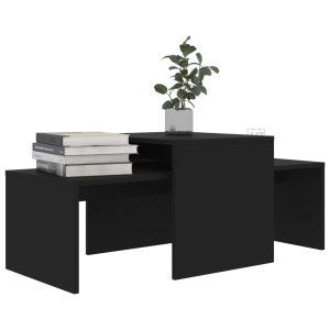 Set măsuțe de cafea, negru, 100x48x40 cm, PAL - Img 3