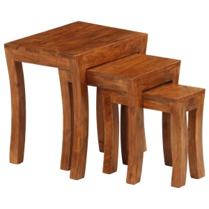 Set mese suprapuse,3 piese,lemn masiv acacia, 50x35x50 cm, maro - Img 2