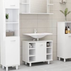 Set mobilier baie, 3 piece, alb extralucios, PAL - Img 12