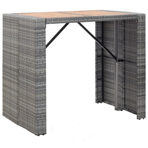 Set mobilier bar exterior, 5 piese, gri, poliratan, lemn acacia - Img 4