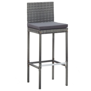 Set mobilier bar exterior, 5 piese, gri, poliratan, lemn acacia - Img 6