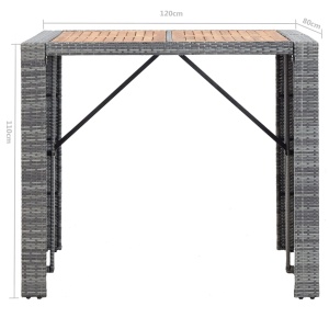 Set mobilier bar exterior, 5 piese, gri, poliratan, lemn acacia - Img 11