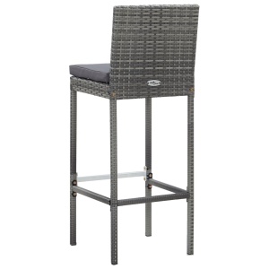 Set mobilier bar exterior 9 piese gri poliratan și lemn acacia - Img 8