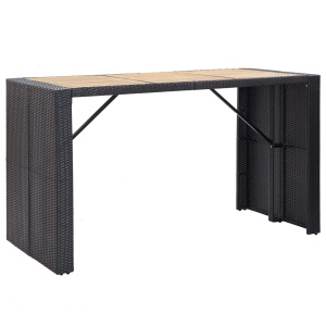 Set mobilier bar exterior, cu perne, 7 piese, negru, poliratan - Img 7