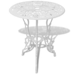 Set mobilier bistro, 3 piese, alb, aluminiu turnat - Img 2