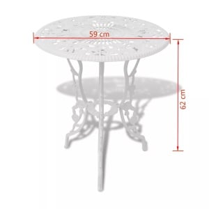 Set mobilier bistro, 3 piese, alb, aluminiu turnat - Img 9