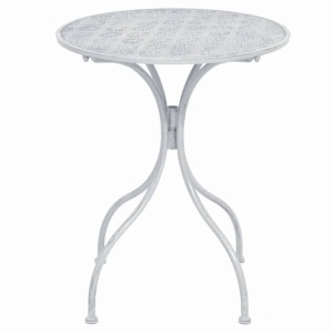 Set mobilier bistro, 3 piese, alb cenușiu, oțel - Img 2