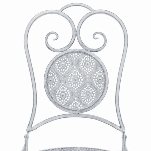 Set mobilier bistro, 3 piese, alb cenușiu, oțel - Img 6