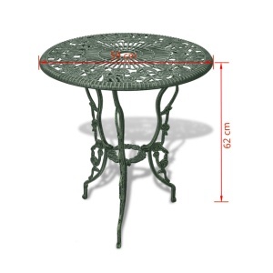 Set mobilier bistro, 3 piese, verde, aluminiu turnat - Img 9