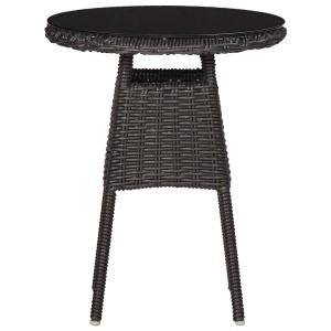 Set mobilier bistro de grădină cu perne 3 piese negru poliratan - Img 2