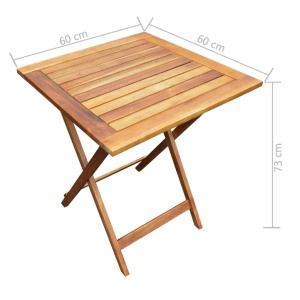 Set mobilier bistro pliabil, 3 piese, lemn masiv de acacia - Img 7