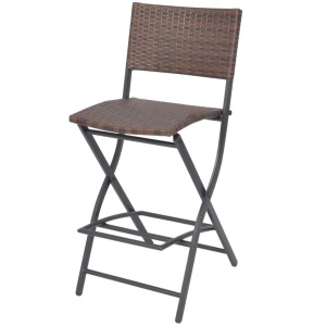 Set mobilier bistro pliabil, 3 piese, maro, oțel și poliratan - Img 5