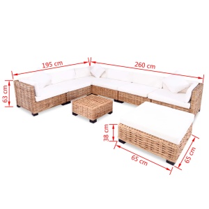 Set mobilier cu canapea 27 piese, culoare naturală, ratan - Img 9