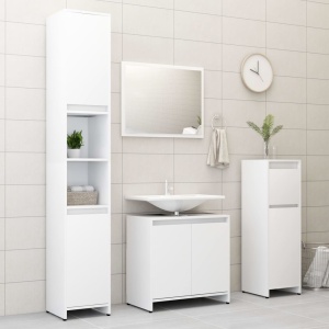 Set mobilier de baie, 3 piese, alb, PAL - Img 3